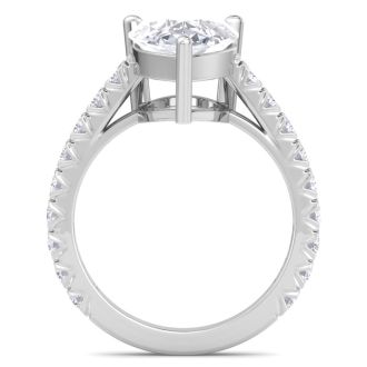 5 Carat Pear Shape Lab Grown Diamond Classic Engagement Ring In 14K White Gold