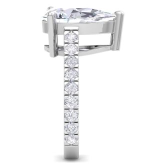 5 Carat Pear Shape Lab Grown Diamond Classic Engagement Ring In 14K White Gold
