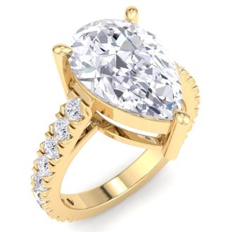 5 Carat Pear Shape Lab Grown Diamond Classic Engagement Ring In 14K Yellow Gold