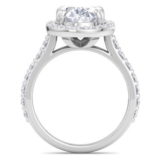 5 Carat Oval Shape Lab Grown Diamond Halo Engagement Ring In 14K White Gold