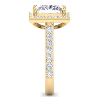 5 Carat Princess Cut Lab Grown Diamond Halo Engagement Ring In 14K Yellow Gold