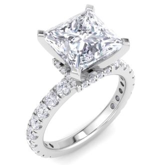 5 Carat Princess Cut Lab Grown Diamond Hidden Halo Engagement Ring In 14K White Gold