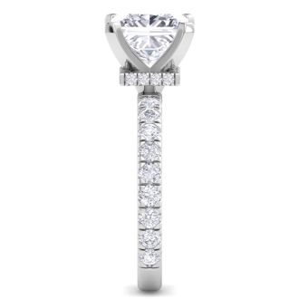 5 Carat Princess Cut Lab Grown Diamond Hidden Halo Engagement Ring In 14K White Gold