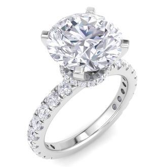 5 Carat Round Lab Grown Diamond Hidden Halo Engagement Ring In 14K White Gold