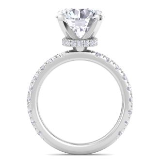 5 Carat Round Lab Grown Diamond Hidden Halo Engagement Ring In 14K White Gold