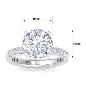 5 Carat Round Lab Grown Diamond Hidden Halo Engagement Ring In 14K White Gold