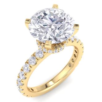 5 Carat Round Lab Grown Diamond Hidden Halo Engagement Ring In 14K Yellow Gold