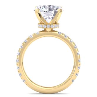5 Carat Round Lab Grown Diamond Hidden Halo Engagement Ring In 14K Yellow Gold