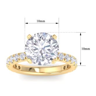 5 Carat Round Lab Grown Diamond Hidden Halo Engagement Ring In 14K Yellow Gold