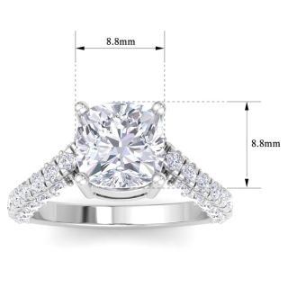 5 Carat Cushion Cut Lab Grown Diamond Curved Engagement Ring In 14K White Gold