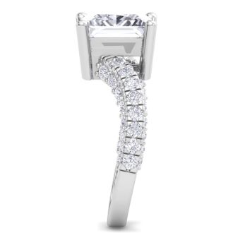 5 Carat Princess Cut Lab Grown Diamond Curved Engagement Ring In 14K White Gold
