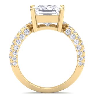 5 Carat Princess Cut Lab Grown Diamond Curved Engagement Ring In 14K Yellow Gold
