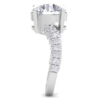 5 Carat Round Lab Grown Diamond Curved Engagement Ring In 14K White Gold