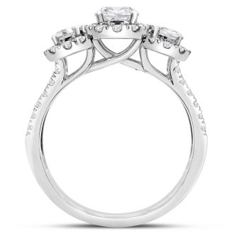 1 1/4 Carat Lab Grown Diamond Three Stone Plus Ring In 14K White Gold
