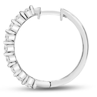 1 Carat Lab Grown Diamond Hoop Earrings In 14K White Gold