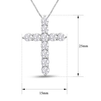 1 Carat Lab Grown Diamond Cross Necklace In 14K White Gold