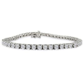 6 1/2 Carat Lab Grown Diamond Tennis Bracelet In 14 Karat White Gold, 9 Inches