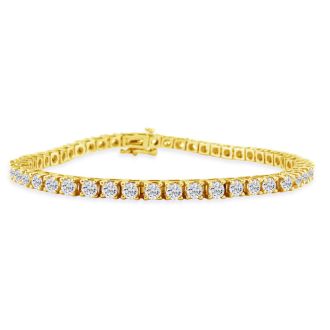 5 1/2 Carat Lab Grown Diamond Tennis Bracelet In 14 Karat Yellow Gold, 7 1/2 Inches