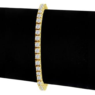 6 Carat Lab Grown Diamond Tennis Bracelet In 14 Karat Yellow Gold, 8 1/2 Inches