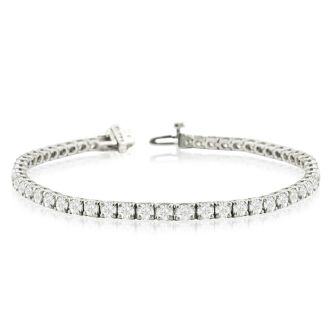 8 1/2 Carat Lab Grown Diamond Tennis Bracelet In 14 Karat White Gold, 8 1/2 Inches