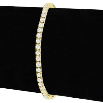 7 Carat Lab Grown Diamond Tennis Bracelet In 14 Karat Yellow Gold, 7 Inches