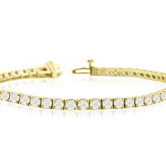 9 Carat Lab Grown Diamond Tennis Bracelet In 14 Karat Yellow Gold, 9 Inches