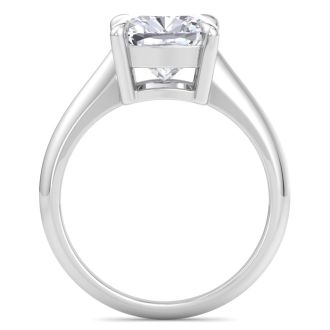 4 Carat Cushion Cut Lab Grown Diamond Solitaire Engagement Ring In 14K White Gold