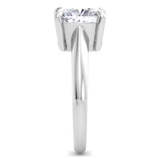 4 Carat Cushion Cut Lab Grown Diamond Solitaire Engagement Ring In 14K White Gold