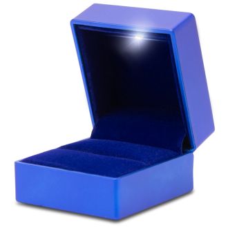 Ring Jewelry Box With Light and Blue Velvet Interior