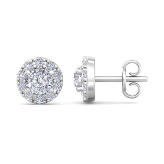 1/4ct Diamond Stud Earrings With Pave Diamonds in White Gold