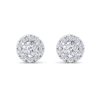 1/4ct Diamond Stud Earrings With Pave Diamonds in White Gold