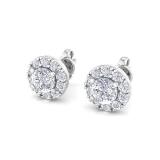 1/4ct Diamond Stud Earrings With Pave Diamonds in White Gold