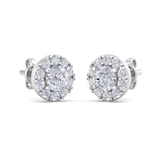 1/4ct Diamond Stud Earrings With Pave Diamonds in White Gold
