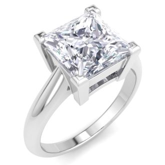 4 Carat Princess Cut Lab Grown Diamond Solitaire Engagement Ring In 14K White Gold