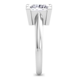 4 Carat Princess Cut Lab Grown Diamond Solitaire Engagement Ring In 14K White Gold