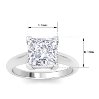 4 Carat Princess Cut Lab Grown Diamond Solitaire Engagement Ring In 14K White Gold