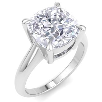 5 Carat Cushion Cut Lab Grown Diamond Solitaire Engagement Ring In 14K White Gold