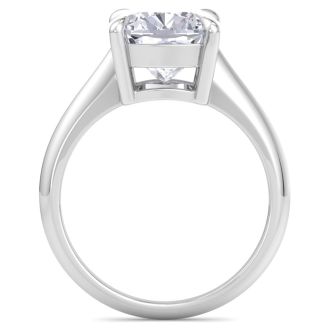 5 Carat Cushion Cut Lab Grown Diamond Solitaire Engagement Ring In 14K White Gold