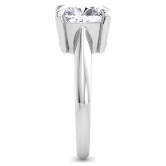 5 Carat Cushion Cut Lab Grown Diamond Solitaire Engagement Ring In 14K White Gold