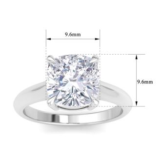 5 Carat Cushion Cut Lab Grown Diamond Solitaire Engagement Ring In 14K White Gold