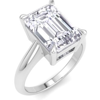 5 Carat Emerald Cut Lab Grown Diamond Solitaire Engagement Ring In 14K White Gold