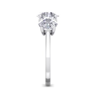 4 Carat Lab Grown Diamond Three Stone Ring In 14 Karat White Gold