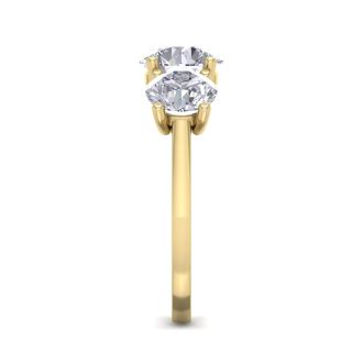 4 Carat Lab Grown Diamond Three Stone Ring In 14 Karat Yellow Gold