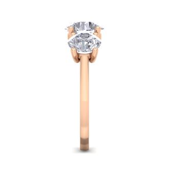 4 Carat Lab Grown Diamond Three Stone Ring In 14 Karat Rose Gold