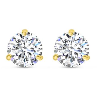 4 Carat Lab Grown Diamond Earrings In 14 Karat Yellow Gold, Martini Setting