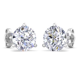 6 Carat Lab Grown Diamond Earrings In 14 Karat White Gold, Martini Setting