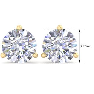 6 Carat Lab Grown Diamond Earrings In 14 Karat Yellow Gold, Martini Setting