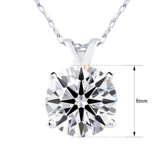 2 Carat Round Shape Lab Grown Diamond Solitaire Necklace In 14K White Gold