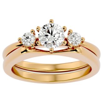 3/4 Carat Moissanite Solitaire Ring In 14 Karat Yellow Gold