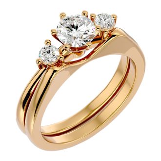 3/4 Carat Moissanite Solitaire Ring In 14 Karat Yellow Gold